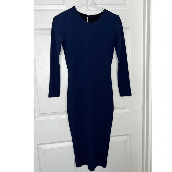 Nadia Tarr Blue Bodycon Midi Dress Sz L